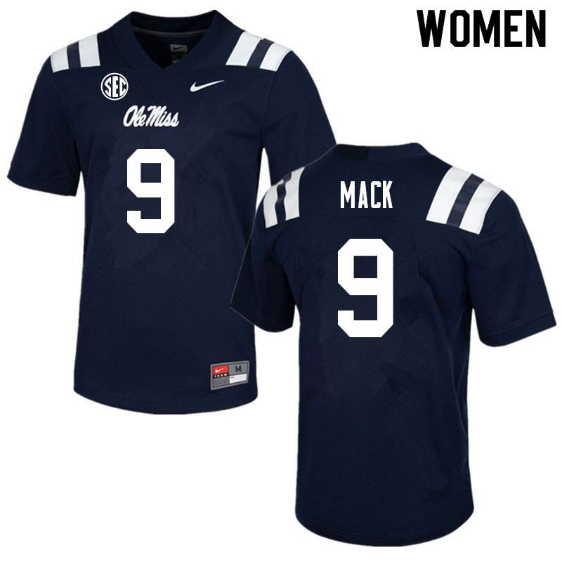 Brandon Mack Ole Miss Rebels NCAA Women's Navy #9 Stitched Limited College Football Jersey ZSG8858KR